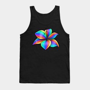 Single lily flower in rainbow colors Tank Top